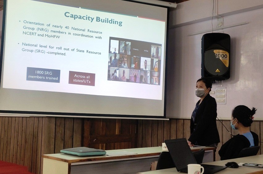CMO Kohima giving an introduction of school health and wellness programme under Ayushman Bharat at Kohima on March 10. (DIPR Photo)